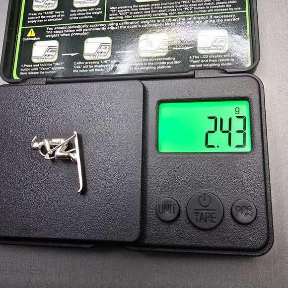 VTG Delta 14k TP White Gold 3D Downhill Skier Charm Pendant .75" 2.4g USA 1950s - Picture 8 of 8